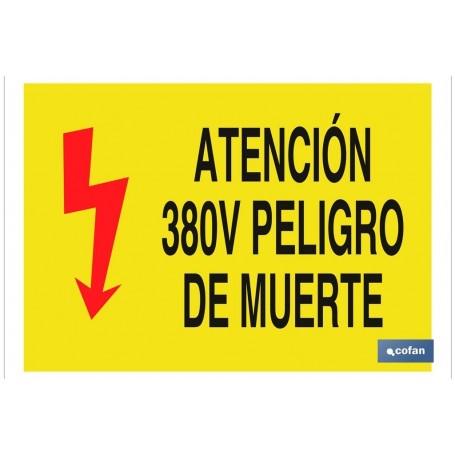▷ Cartel Atención 380V peligro de muerte | Ferreidea