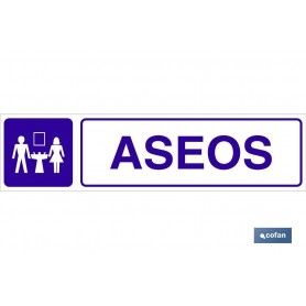 ▷ Señal adhesiva con imagen y texto de aseos | Ferreidea