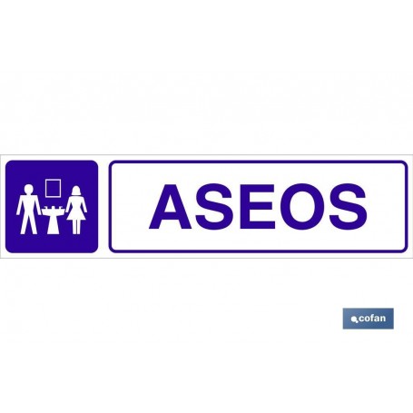 ▷ Señal adhesiva con imagen y texto de aseos | Ferreidea