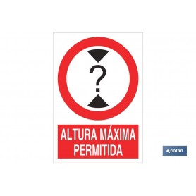 ▷ Cartel Altura máxima permitida | Ferreidea