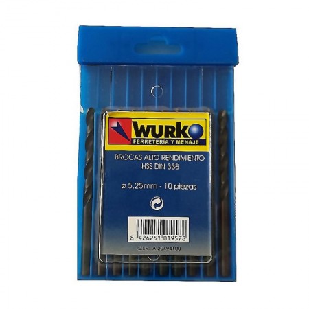 Comprar Broca Acero Hss 5,25 Mm Afiladas Caja 10 Wurko 48127 al Mejor Precio