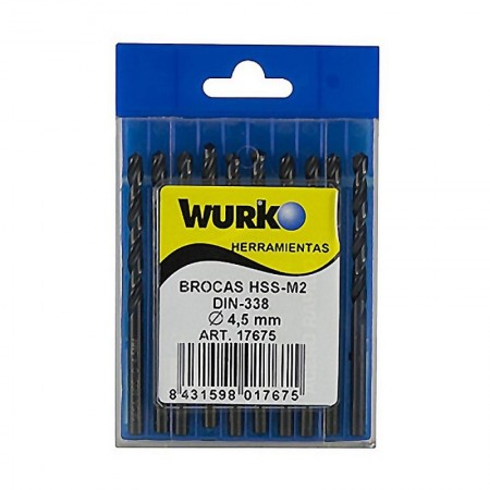 Comprar Brocas Acero Hss 4,5 Mm Afiladas Caja 10 Wurko 48108 al Mejor Precio
