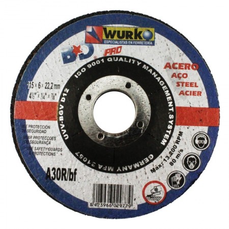 Comprar Disco Abrasivo 115X6X22 Desbaste Hierro Wurko 17056 al Mejor Precio