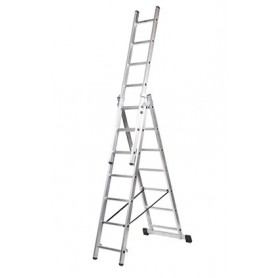 Comprar Escalera Aluminio Industrial Triple 7 Peldaños Kormax 130430 al Mejor Precio