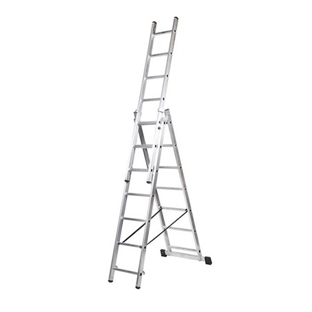 Comprar Escalera Aluminio Industrial Triple 7 Peldaños Kormax 130430 al Mejor Precio