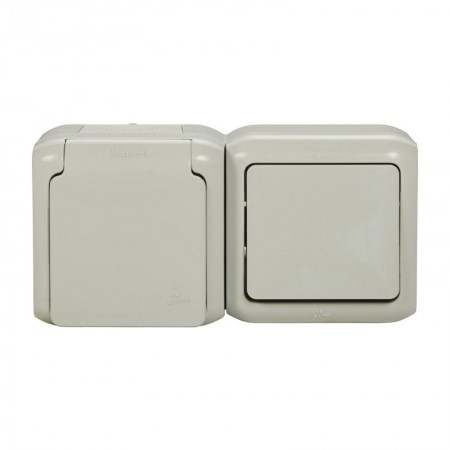 Comprar Interruptor Doble 10Ax+Pc 2P+T Sch Gr Ip44 Legrand 224017 al Mejor Precio