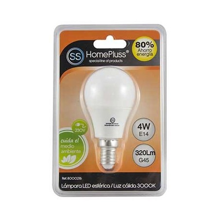Comprar Lampara Led Esferica 4W E/14 L/Calida Homepluss 230721 al Mejor Precio