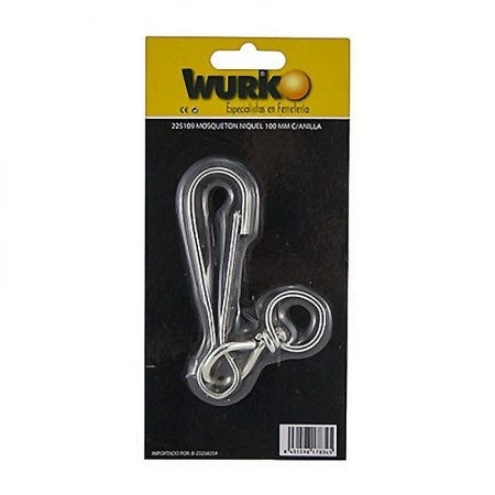 Comprar Mosqueton Niquel 80 Mm Con Anilla  Blister Wurko 225107 al Mejor Precio