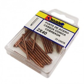 Comprar Puntas Acero 2X40 Mm Cobreada Cabeza Conica Blister 25 Wurko 312167 al Mejor Precio