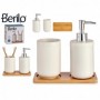 Comprar Accesorios Baño Loza Madera 3 Piezas Juego Berilo 15087 al Mejor Precio