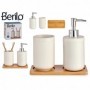 Comprar Accesorios Baño Loza Madera 3 Piezas Juego Berilo 15087 al Mejor Precio