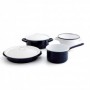 Comprar Bateria Esmaltada 4 Piezas Azul Y Blanca  Quid 1501 al Mejor Precio