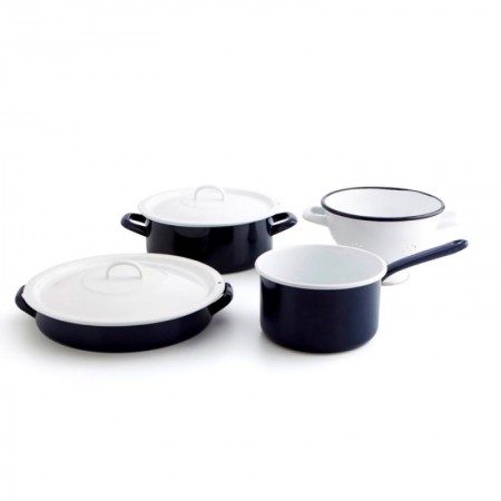Comprar Bateria Esmaltada 4 Piezas Azul Y Blanca  Quid 1501 al Mejor Precio