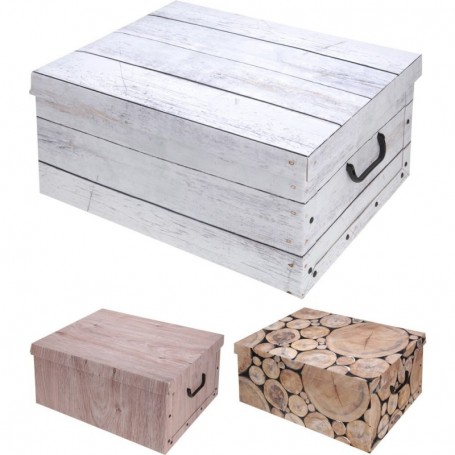 Comprar Caja Carton Decorado Maderas 37X30X16 Cm   Storage 31138 al Mejor Precio