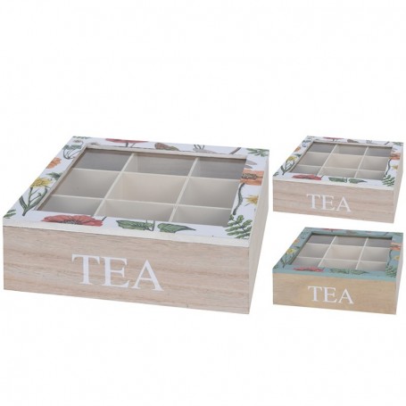 Comprar Caja Te Madera Decorado Flores  Importacion 24019 al Mejor Precio