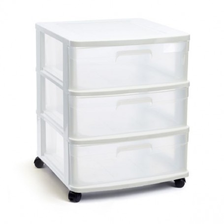 Comprar Cajonera Sena 3 Cajones Ruedas Blanca  Plasticforte 35275 al Mejor Precio