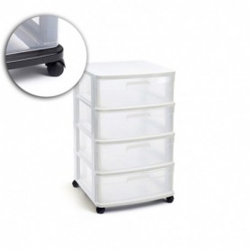 Comprar Cajonera Sena 4 Cajones Con Ruedas Blanca  Plasticforte 35170 al Mejor Precio