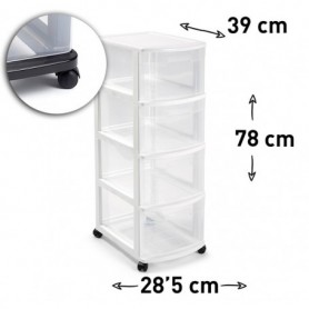 Comprar Cajonera Tamesis 4 Cajones Ruedas Blanca  Plasticforte 35169 al Mejor Precio