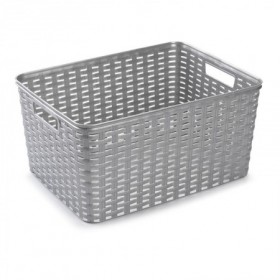 Comprar Cesta Rattan 38.5X28.5 Cm Plata  Plasticforte 35251 al Mejor Precio