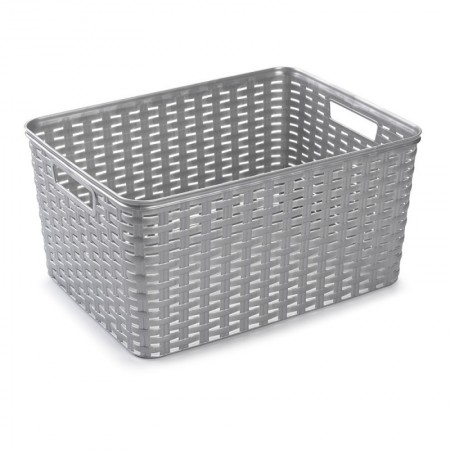 Comprar Cesta Rattan 38.5X28.5 Cm Plata  Plasticforte 35251 al Mejor Precio