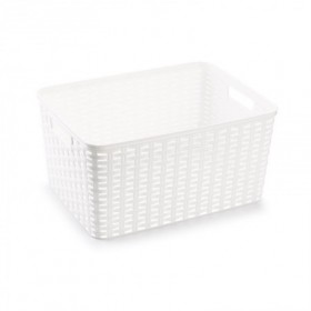 Comprar Cesta Rattan 38X28 Cm Blanca  Plasticforte 35250 al Mejor Precio