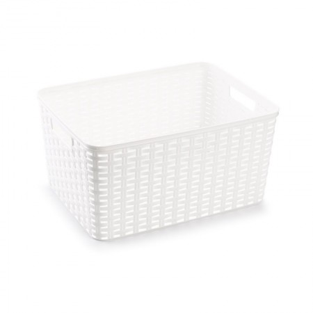 Comprar Cesta Rattan 38X28 Cm Blanca  Plasticforte 35250 al Mejor Precio