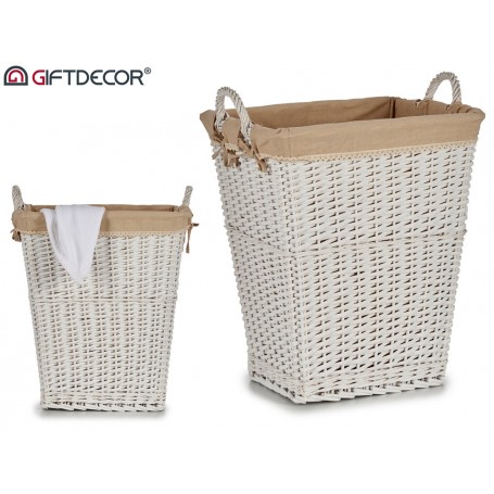 Comprar Cesto Ropa Mimbre Rectangular Blanco  Giftdecor 224034 al Mejor Precio