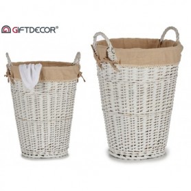 Comprar Cesto Ropa Mimbre Redondo Blanco  Giftdecor 224032 al Mejor Precio