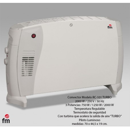Comprar Convector 2000W Rc101 Turbo  Fm 140001 al Mejor Precio