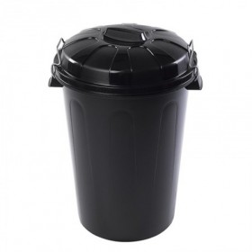Comprar Cubo Basura Con Tapa 100L Negro  Plasticforte 35179 al Mejor Precio