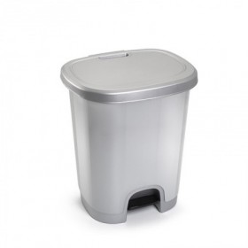 Comprar Cubo Pedal 27 Litros Plata  Plasticforte 35168 al Mejor Precio