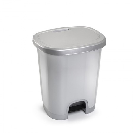Comprar Cubo Pedal 27 Litros Plata  Plasticforte 35168 al Mejor Precio