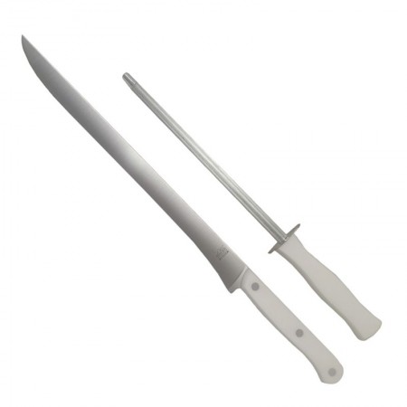 Comprar Cuchillo Jamon + Chaira Blanco 26 Cm Estuche Saez 19907 al Mejor Precio