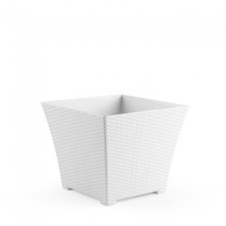 Comprar Maceta Rattan Cuadrada 25 Cm Blanco  Plasticforte 35037 al Mejor Precio