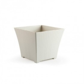 Comprar Maceta Rattan Cuadrada 37 Cm Marfil  Plasticforte 35034 al Mejor Precio