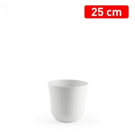 Comprar Maceta Rattan Redonda 25 Cm Blanca  Plasticforte 35039 al Mejor Precio
