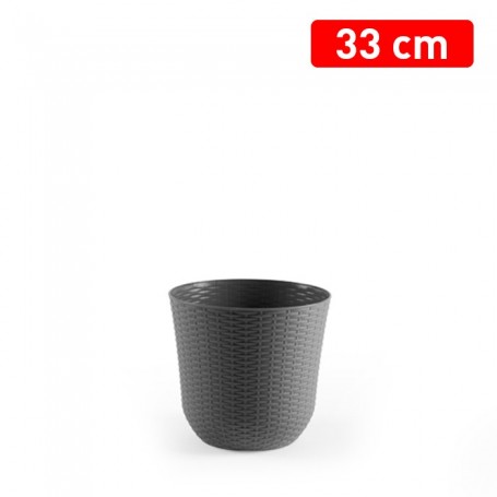 Comprar Maceta Rattan Redonda 33 Cm Gris  Plasticforte 35038 al Mejor Precio