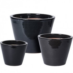 Comprar Macetas Negras Ceramica 15+20+23 Cm Lote 3 Importacion 144040 al Mejor Precio