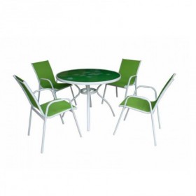 Comprar Mesa 100 Cm + 4 Sillones Africa Verde Conjunto Dl 206741 al Mejor Precio