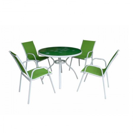 Comprar Mesa 100 Cm + 4 Sillones Africa Verde Conjunto Dl 206741 al Mejor Precio