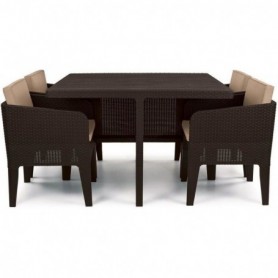 Comprar Mesa 117 Cm + 4 Sillones + Cojin Marron Columbia Conjunto Keter 206563 al Mejor Precio