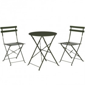 Comprar Mesa 60 Cm + 2 Sillas Plegables Metal Verde Conjunto Importacion 206943 al Mejor Precio