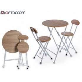 Comprar Mesa Plegable 60 + 2 Sillas Tubo Blanco Conjunto Giftdecor 15051 al Mejor Precio