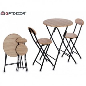Comprar Mesa Plegable 60 + 2 Sillas Tubo Negro Conjunto Giftdecor 15050 al Mejor Precio