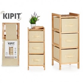 Comprar Mueble 3 Cajones Crema 29,5X28X70 Cm  Kipit 17060 al Mejor Precio