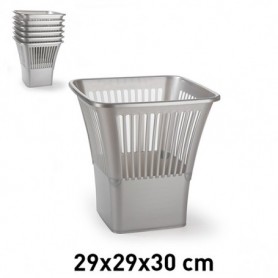 Comprar Papelera 29X29 Cm Cuadrada Plata  Plasticforte 35161 al Mejor Precio