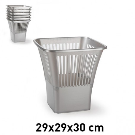 Comprar Papelera 29X29 Cm Cuadrada Plata  Plasticforte 35161 al Mejor Precio