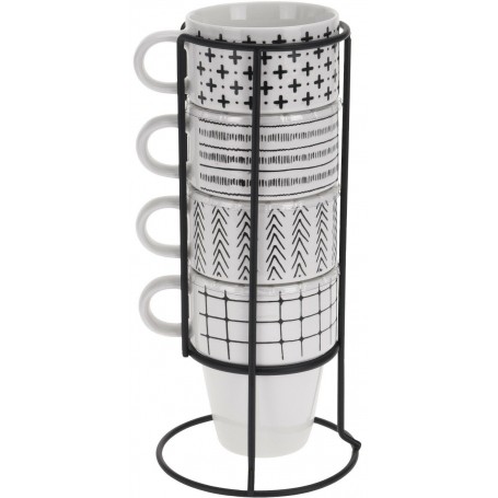 Comprar Soporte + 4 Tazas Mug 320 Ml Blanca  Importacion 257066 al Mejor Precio