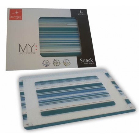 Comprar Tabla Vidrio Snack 40X30 Cm Righe Blue  Bormioli 111521 al Mejor Precio