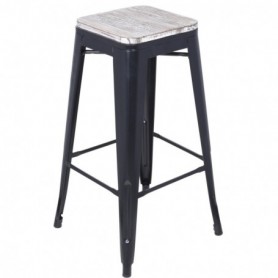 Comprar Taburete Metal Madera Negro 30X77 Cm  Importacion 208043 al Mejor Precio